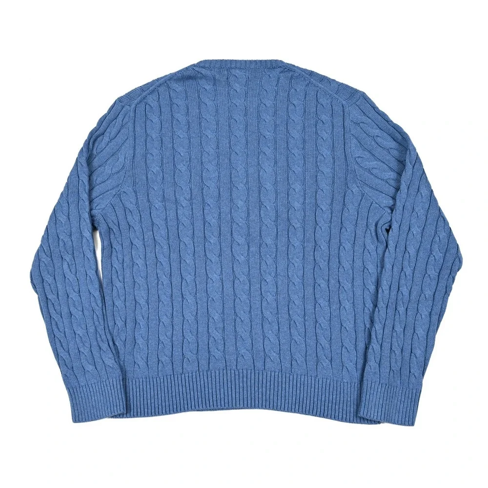 Polo Ralph Lauren Cable Sweater Knit Jumper Men's 2XL Blue Pullover Preppy